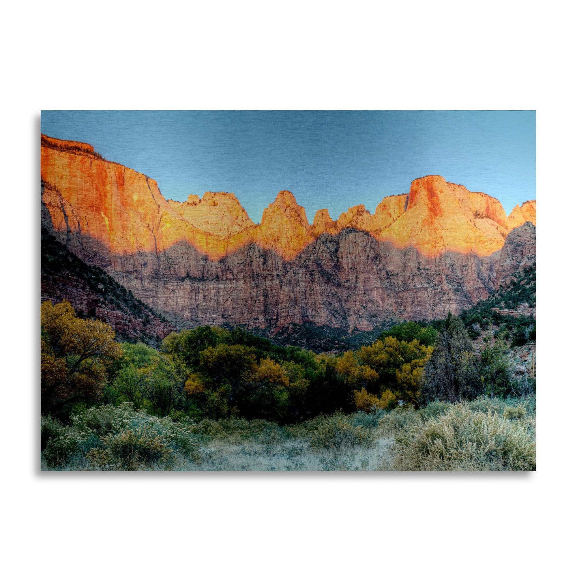 Trademark Fine Art 'Zion Sunrise' Brushed Aluminum Wall Art Art by Pierre Leclerc