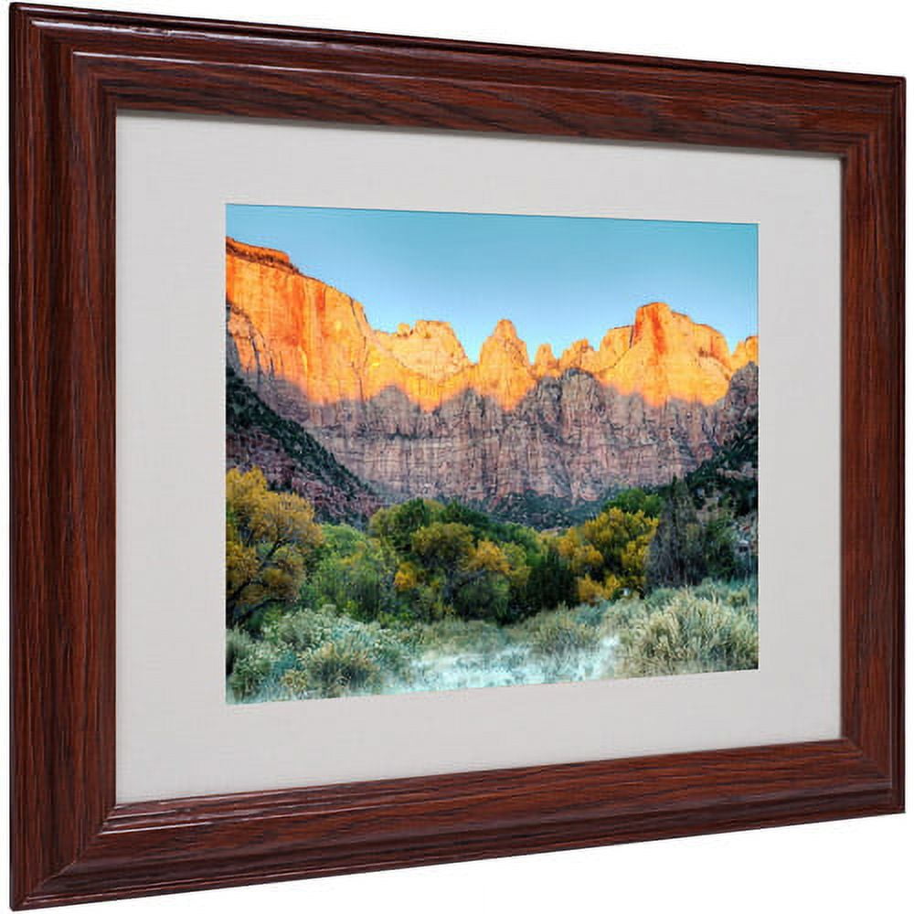 Trademark Fine Art "Zion Sunrise" Matted Framed Art by Pierre Leclerc