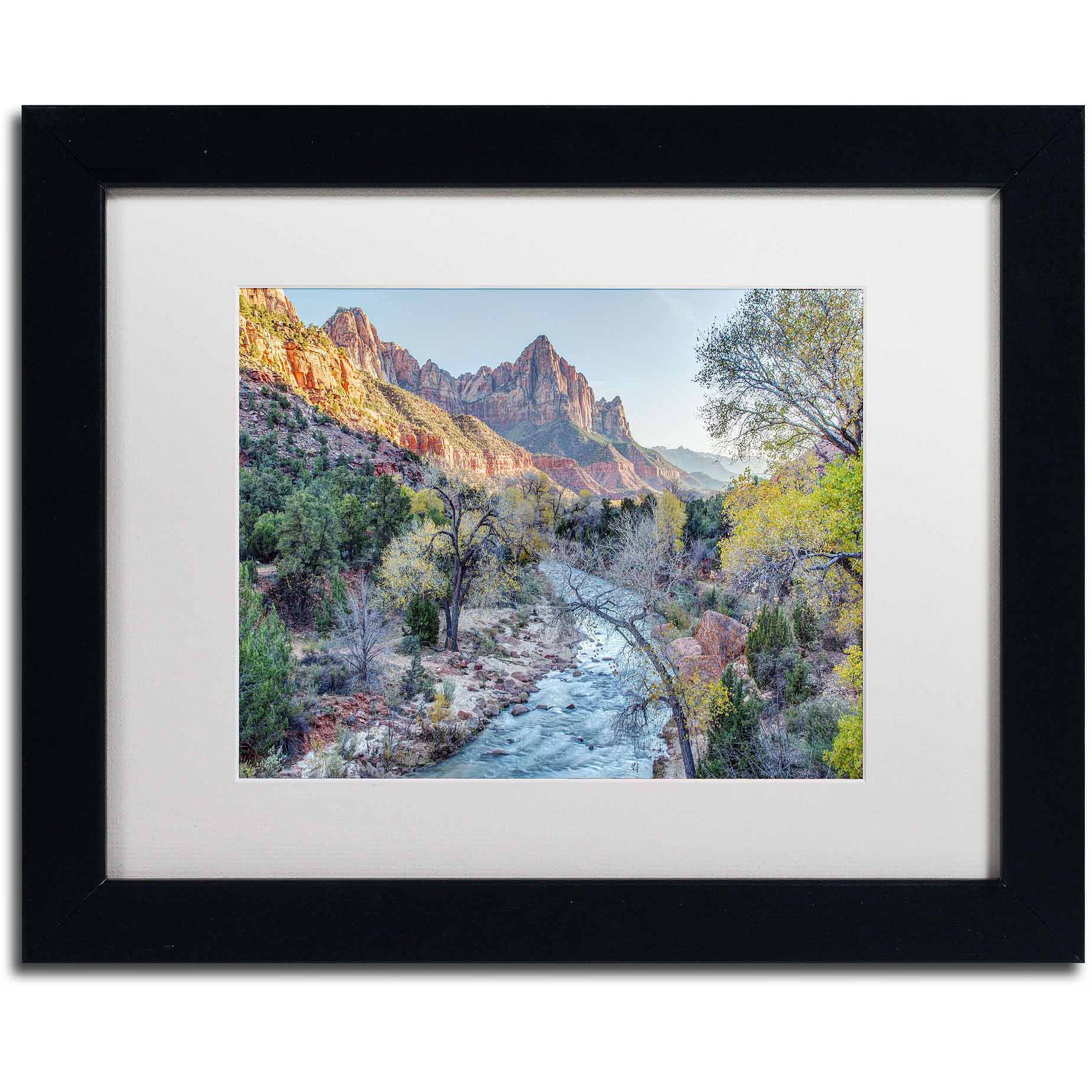 Trademark Fine Art "Zion Watchman" Canvas Art by Pierre Leclerc, White Matte/Black Frame