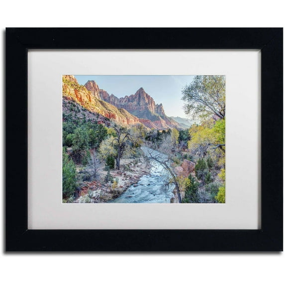 Trademark Fine Art "Zion Watchman" Canvas Art by Pierre Leclerc, White Matte/Black Frame