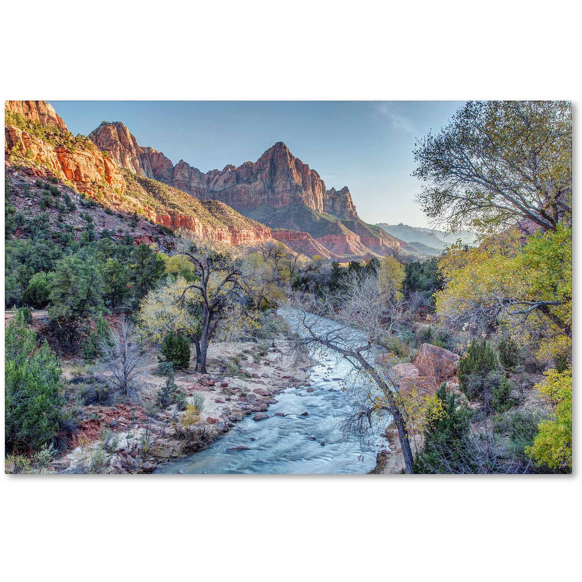Zion Watchman Landscape 16" x 24" Wood Frame Canvas Art