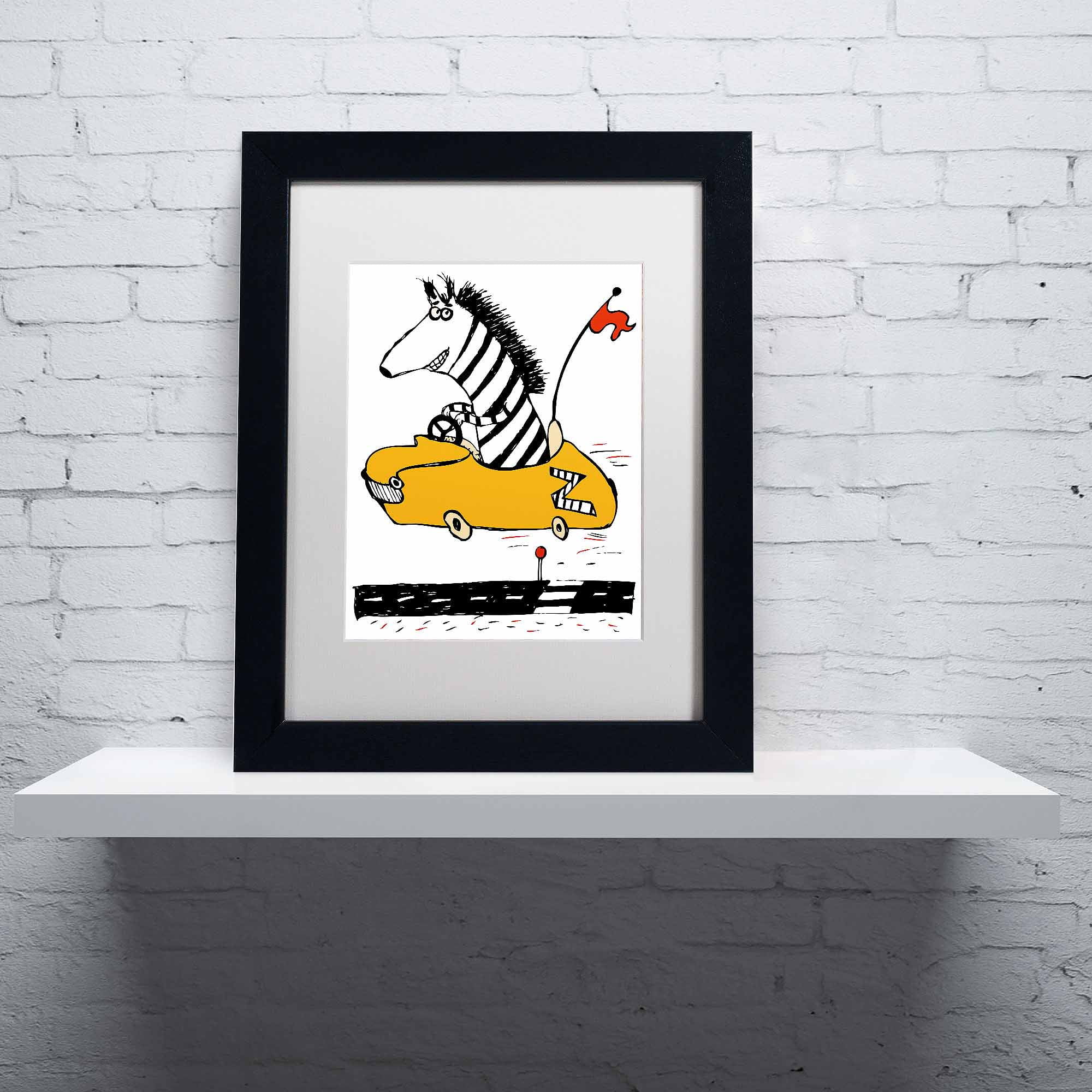 Trademark Fine Art "Zippy Zebra" Canvas Art by Carla Martell, White Matte, Black Frame
