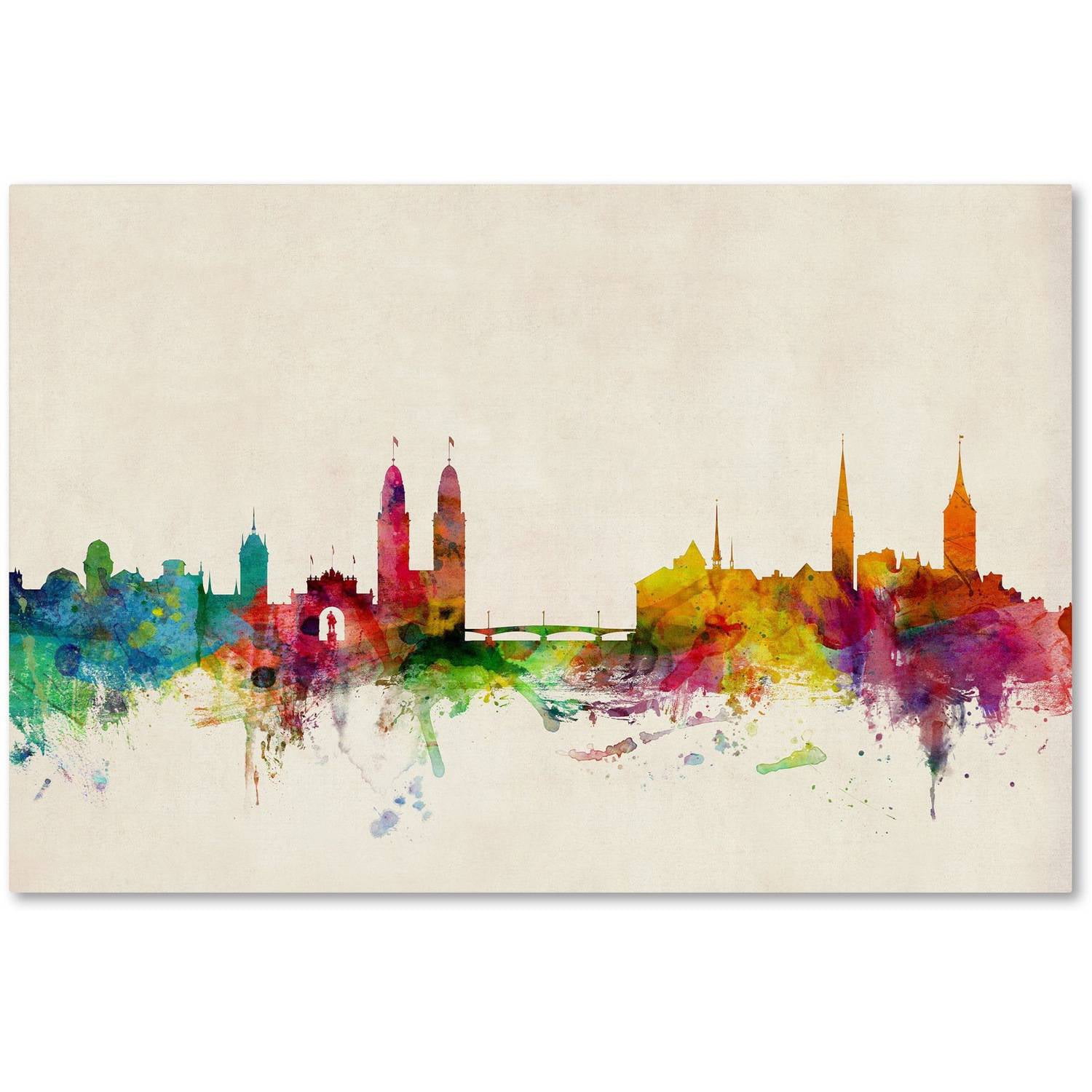 Trademark Fine Art "Zurich Switzerland Skyline" Canvas Art by Michael Tompsett