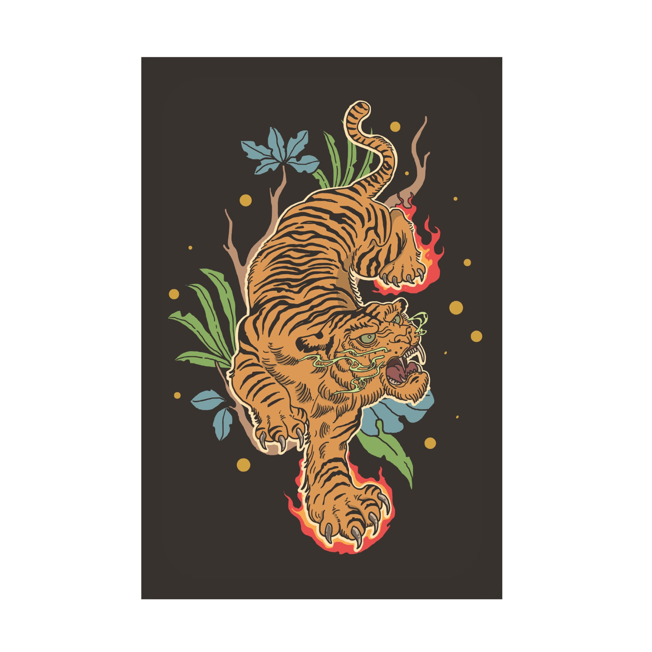 Trademark Fine Art jay stanley  Classic Tiger Tattoo Canvas Wall Art