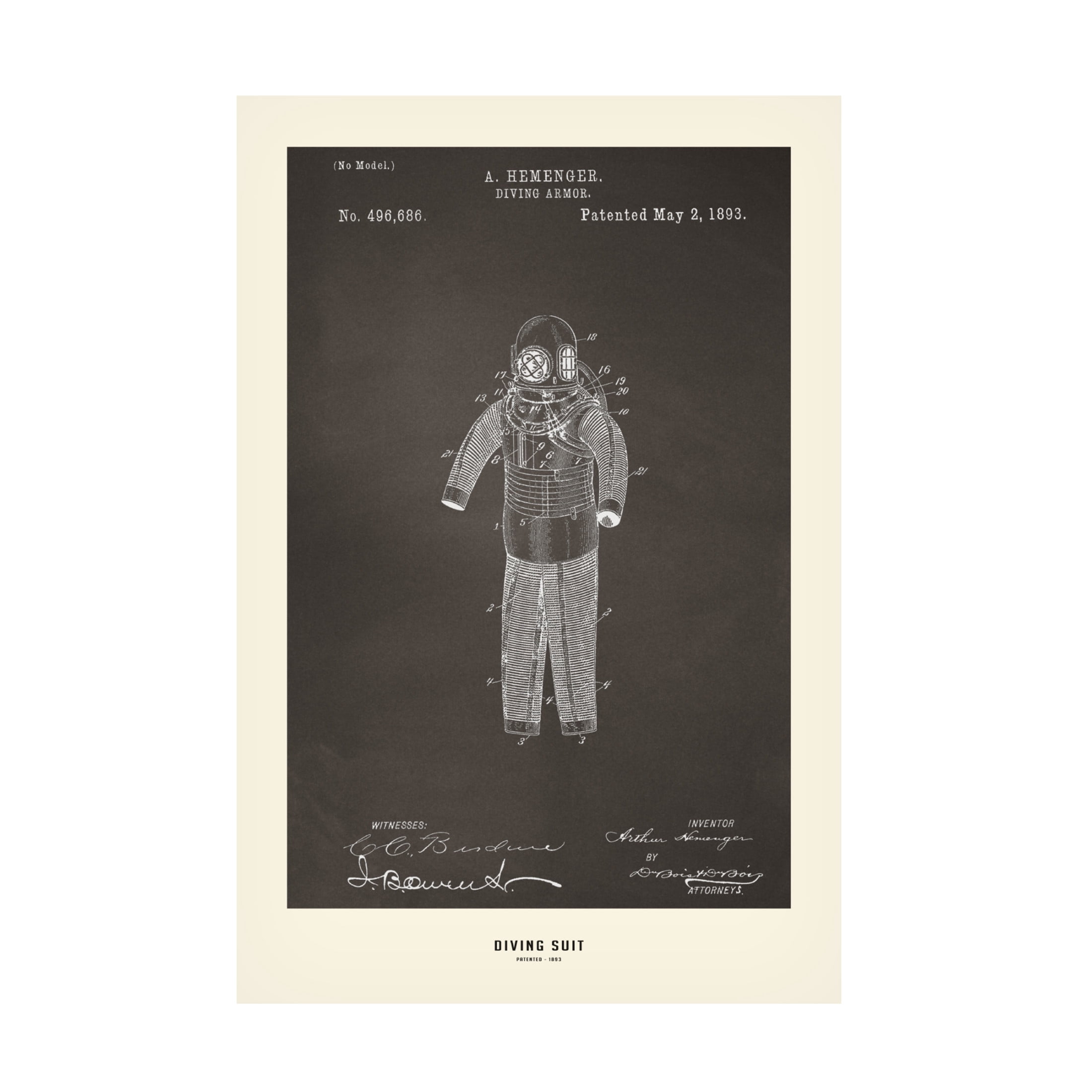 Trademark Fine Art jay stanley Diving Suit Patented 1893 Canvas Wall Art