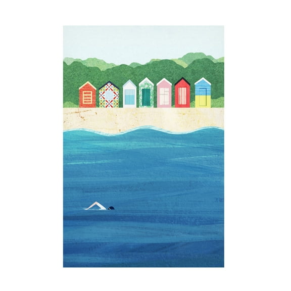 Trademark Fine Art longwayhome Beach Huts Canvas Wall Art