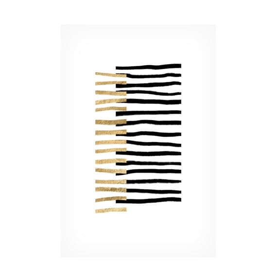 Trademark Fine Art uplusmestudio Gold On Black Lines Canvas Wall Art