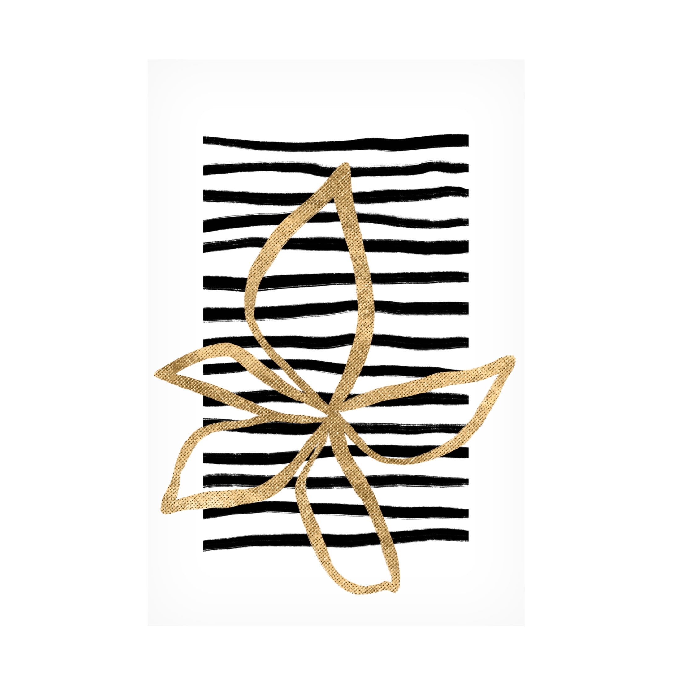 Trademark Fine Art uplusmestudio Golden Flower On Black Stripes Canvas Wall Art