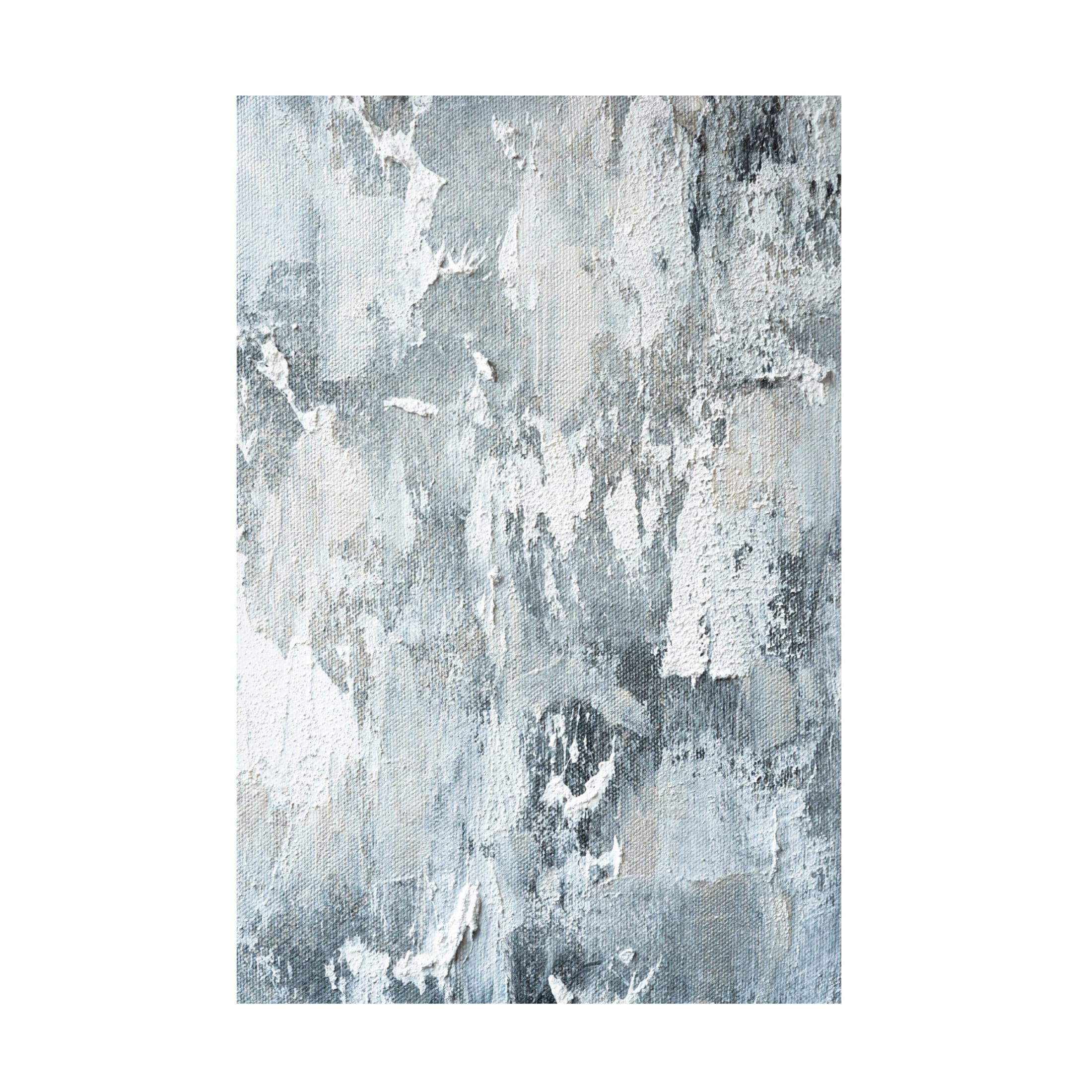 Heavy Texture White and Gray Abstract Canvas Wall Art