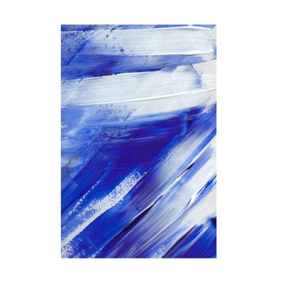 Trademark Fine Art uplusmestudio White On Blue Brush Strokes Canvas Wall Art