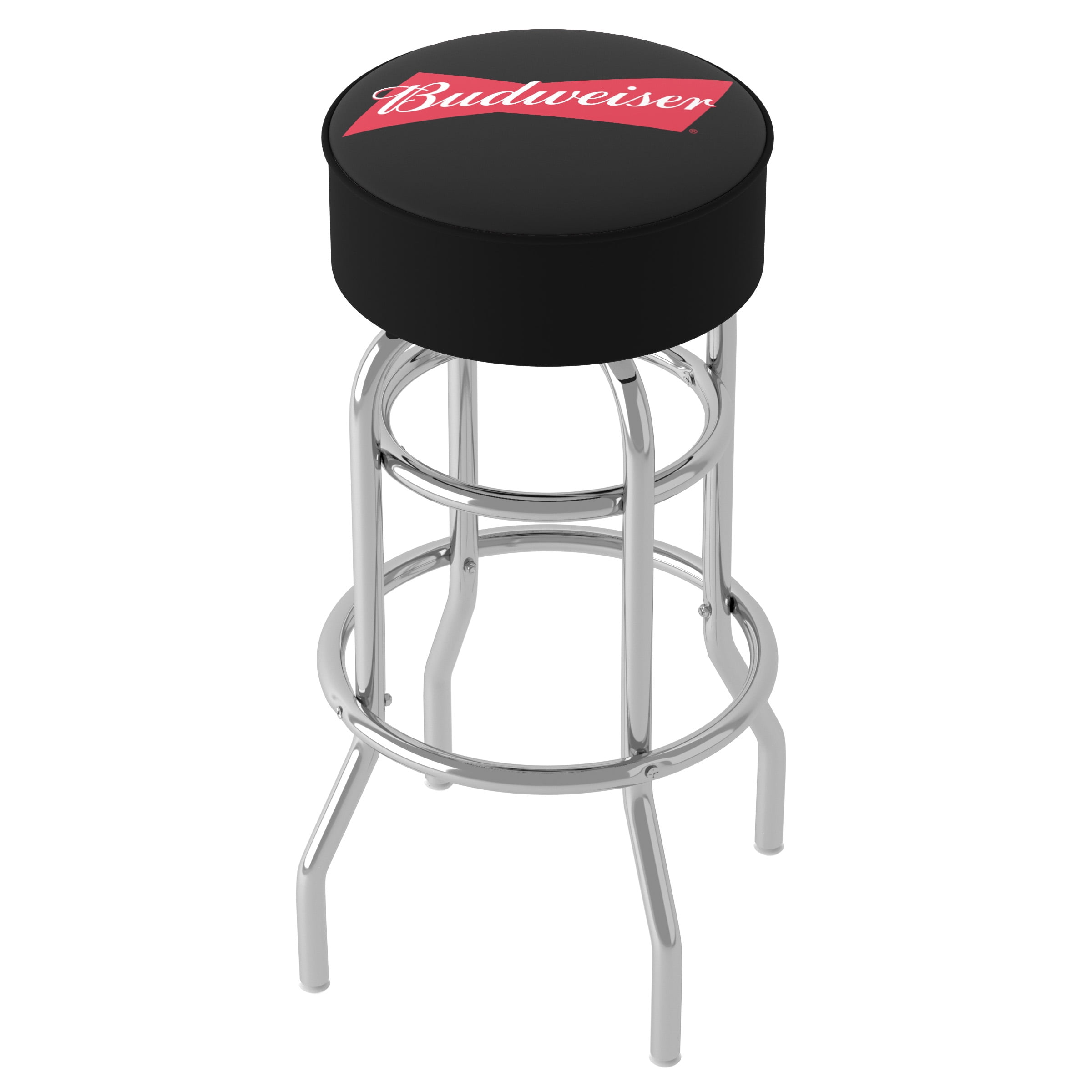 Trademark Gameroom Budweiser Bowtie Red/Black Bar Stool with Padded Seat