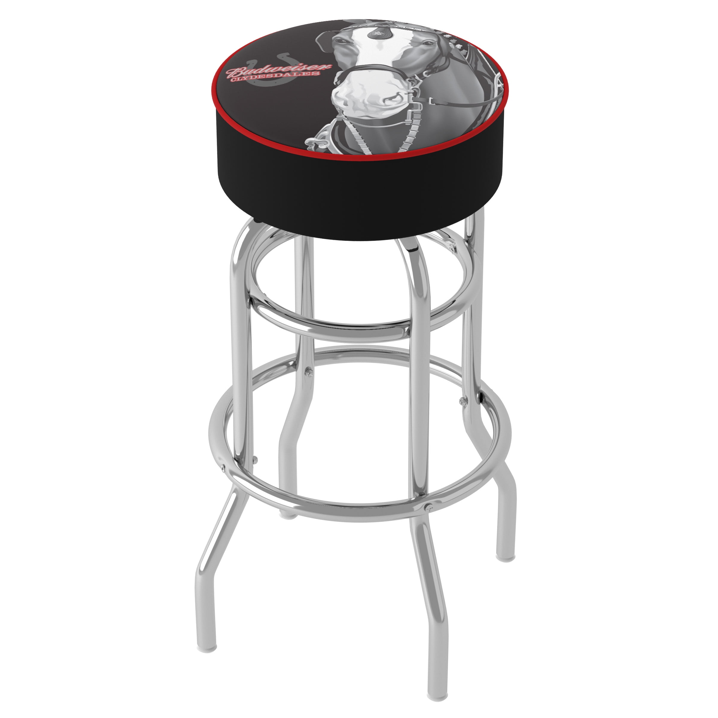 Budweiser Clydesdale Red Bar Stool - 360-Degree Swivel Seat