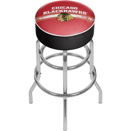 Chicago Blackhawks NHL Padded Swivel Bar Stool - Red, Black, White