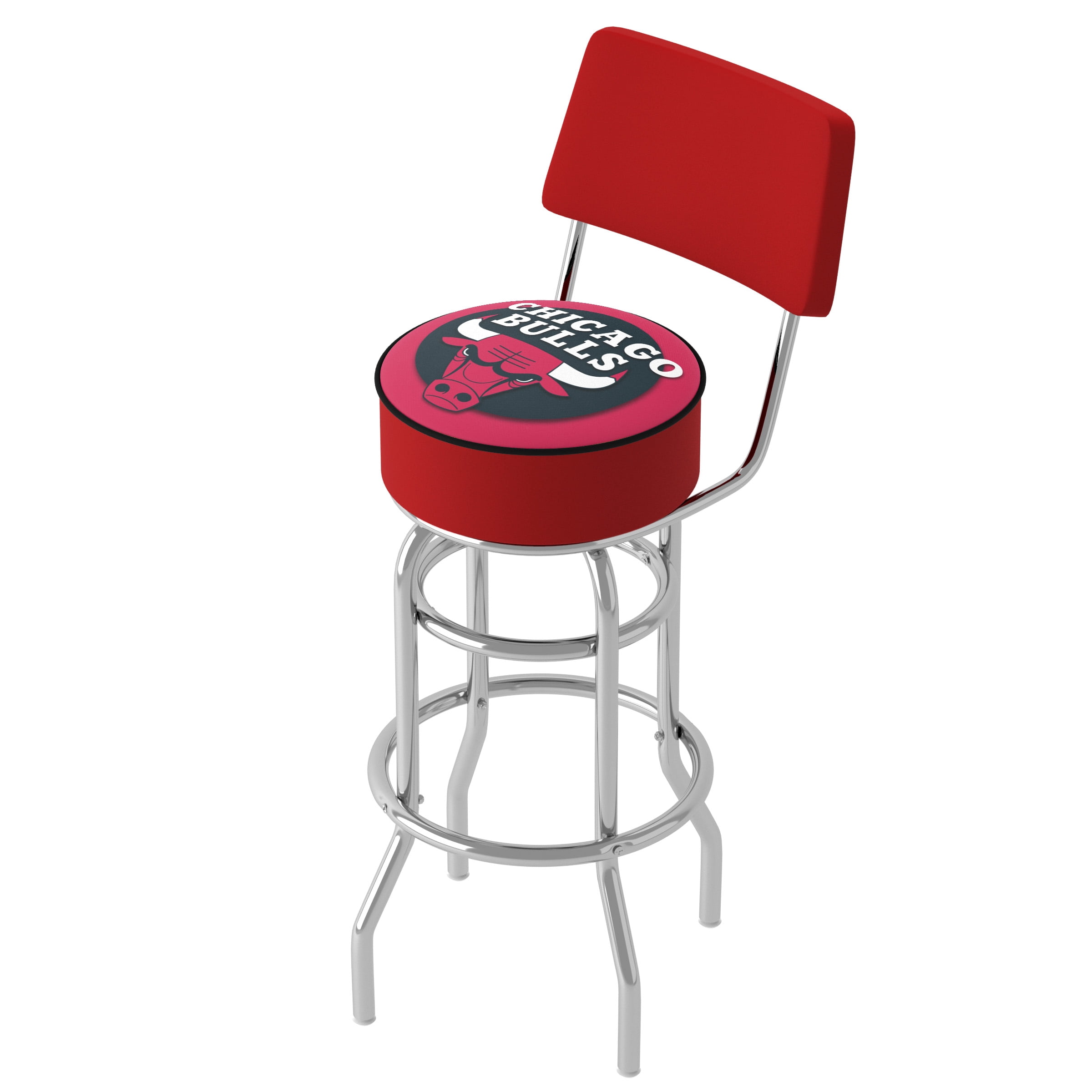 Trademark Gameroom Chicago Bulls Logo Bar Stool with Back Rest