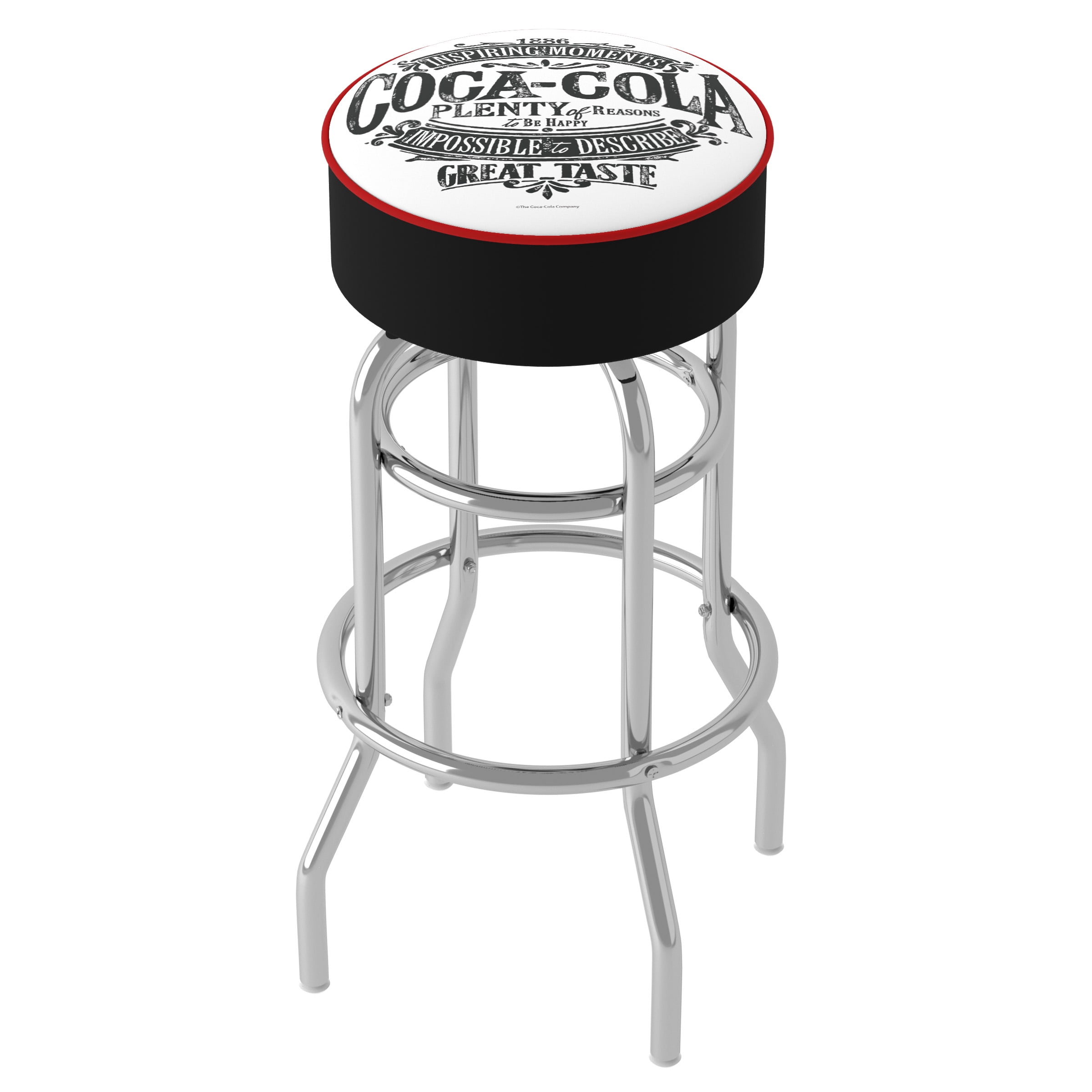 Trademark Gameroom Coca-Cola Brazil 1886 Vintage Bar Stool with Padded Seat