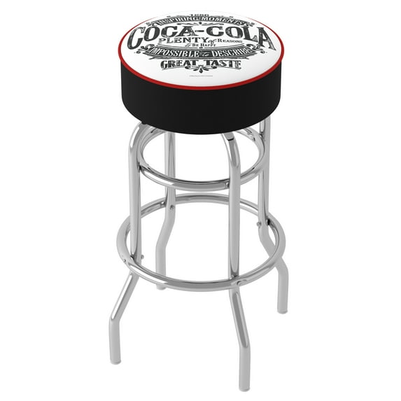 Trademark Gameroom Coca-Cola Brazil 1886 Vintage Bar Stool with Padded Seat
