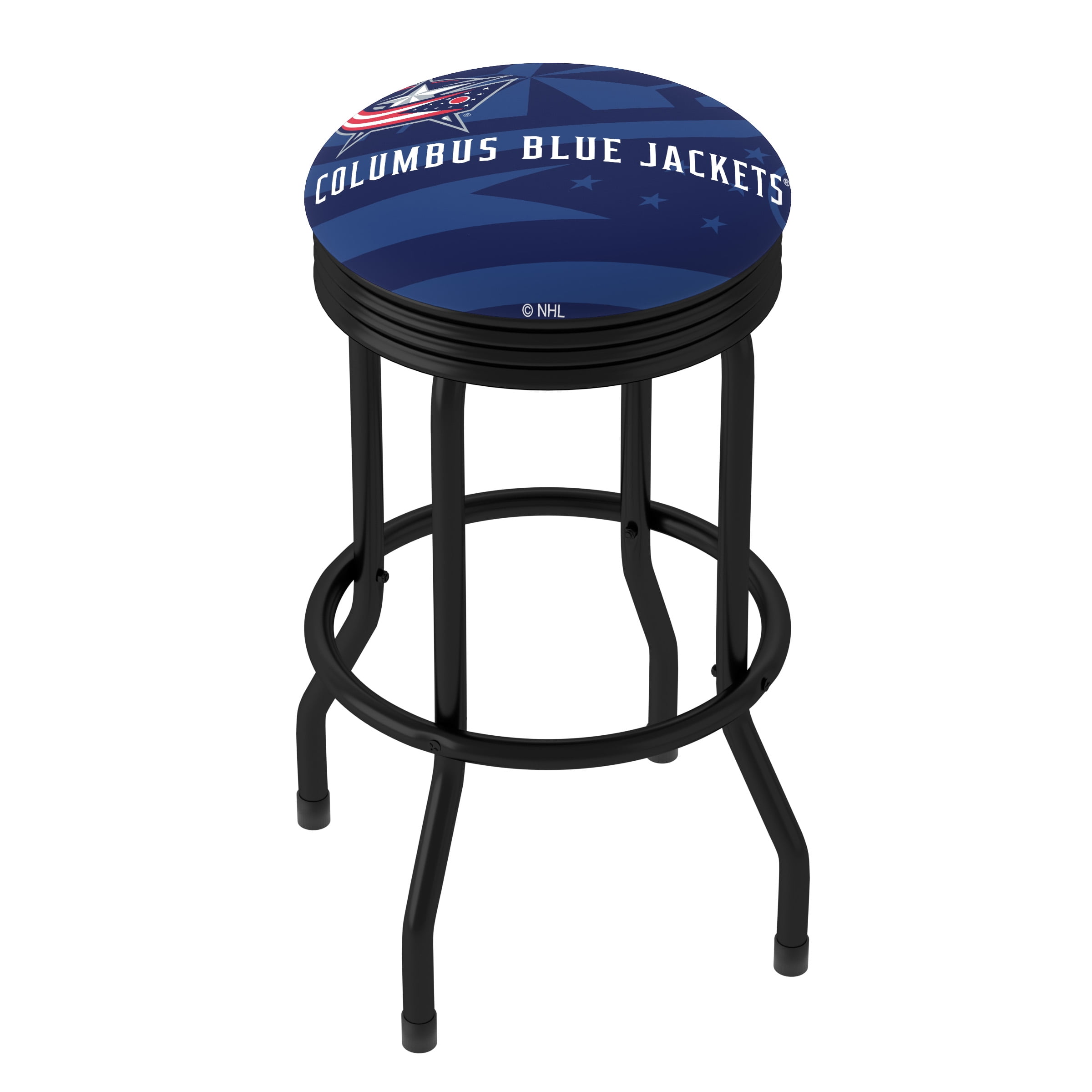 Trademark Gameroom Columbus Blue Jackets Logo Black Ribbed Barstool