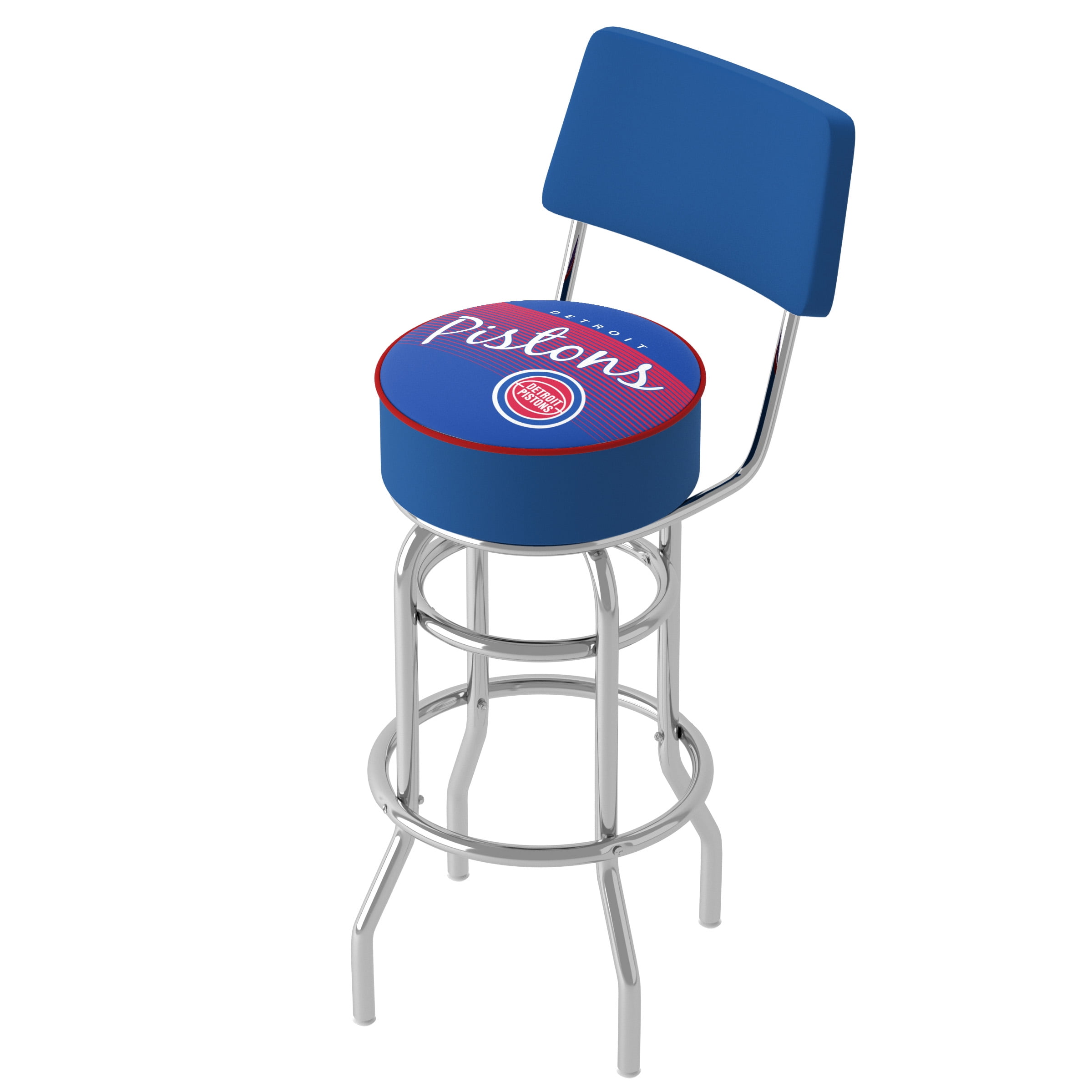 Trademark Gameroom Detroit Pistons Hardwood Classics Bar Stool with Back Rest