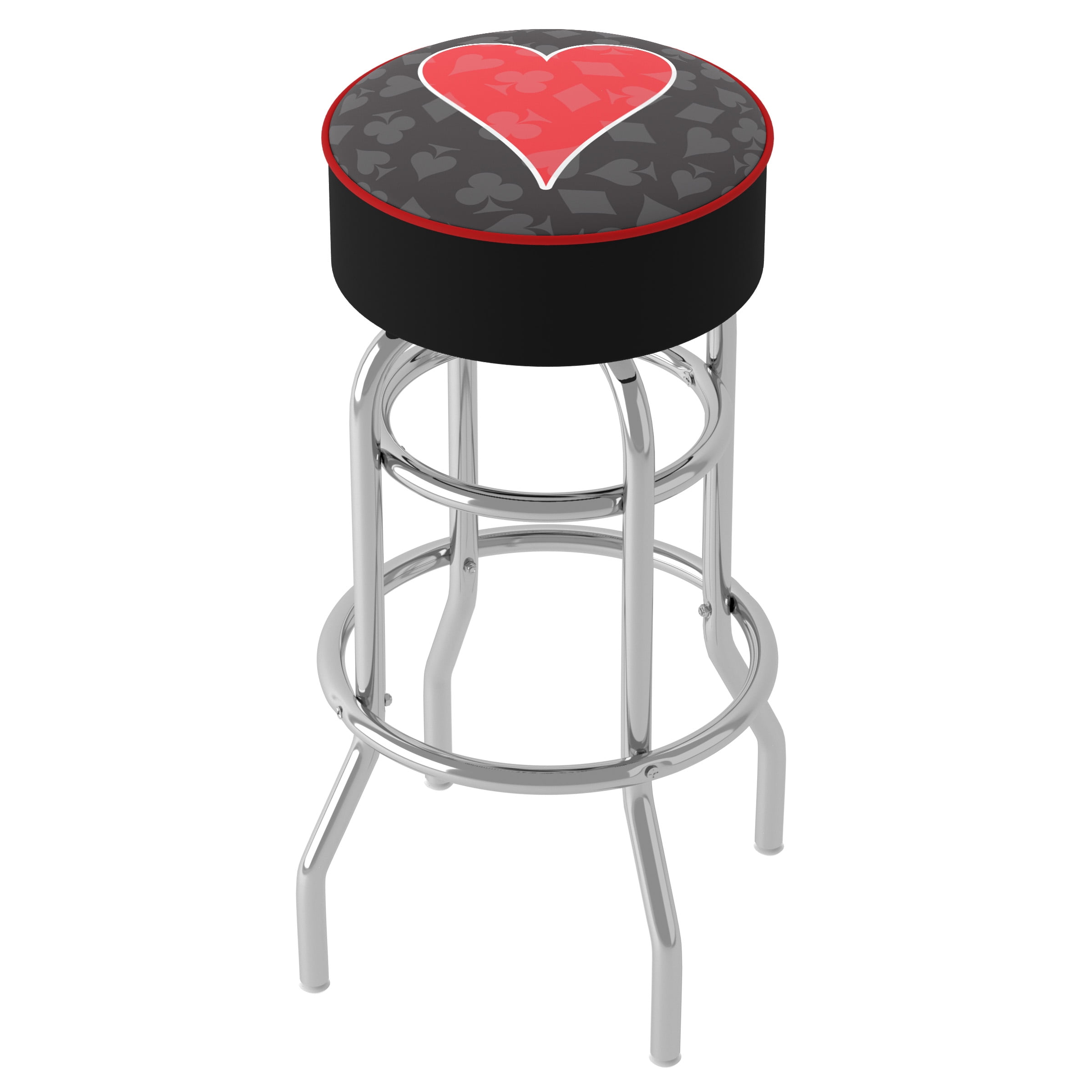 Trademark Gameroom Four Aces Heart Logo Bar Stool with Padded Seat