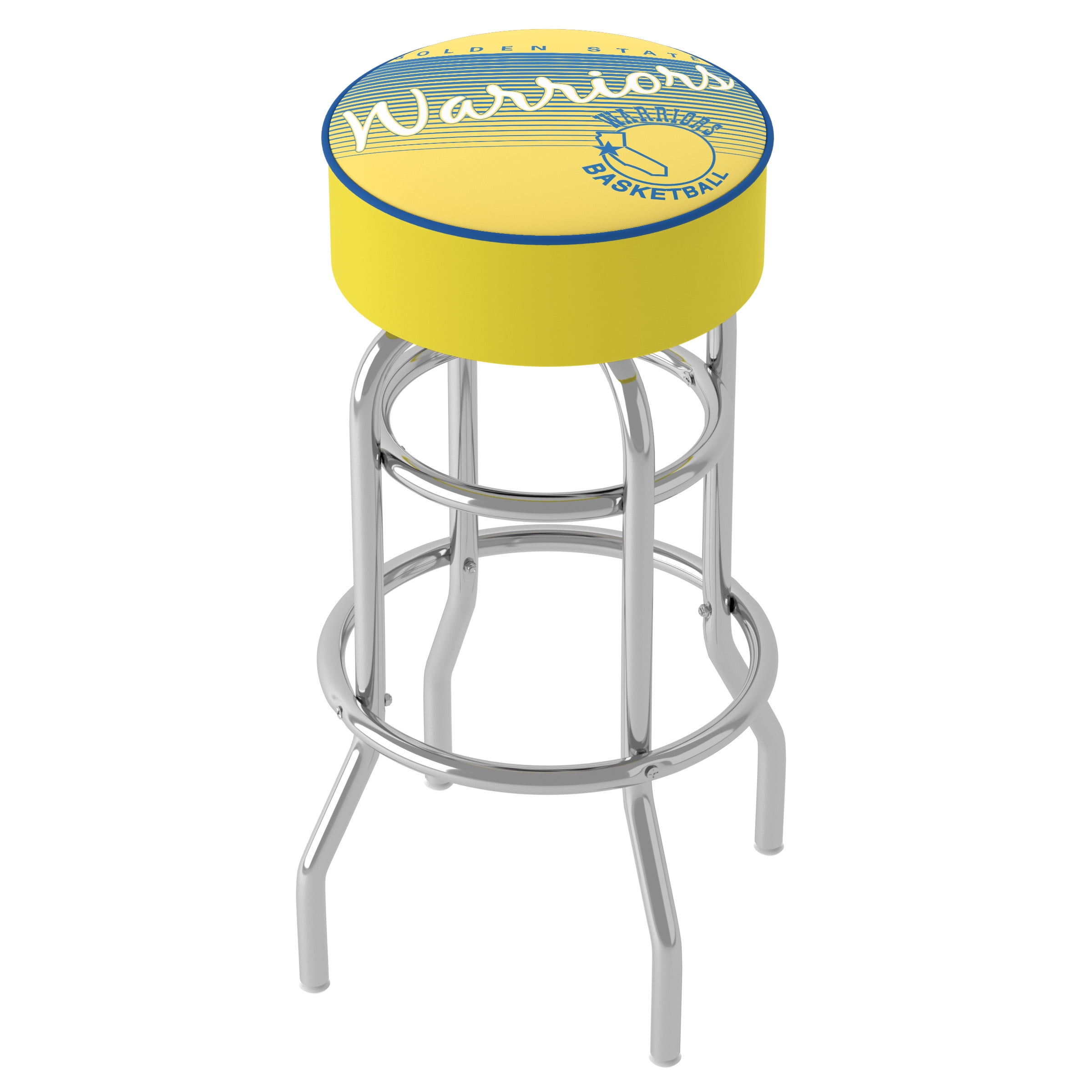 Trademark Gameroom Golden State Warriors Hardwood Classics Bar Stool with Padded Seat