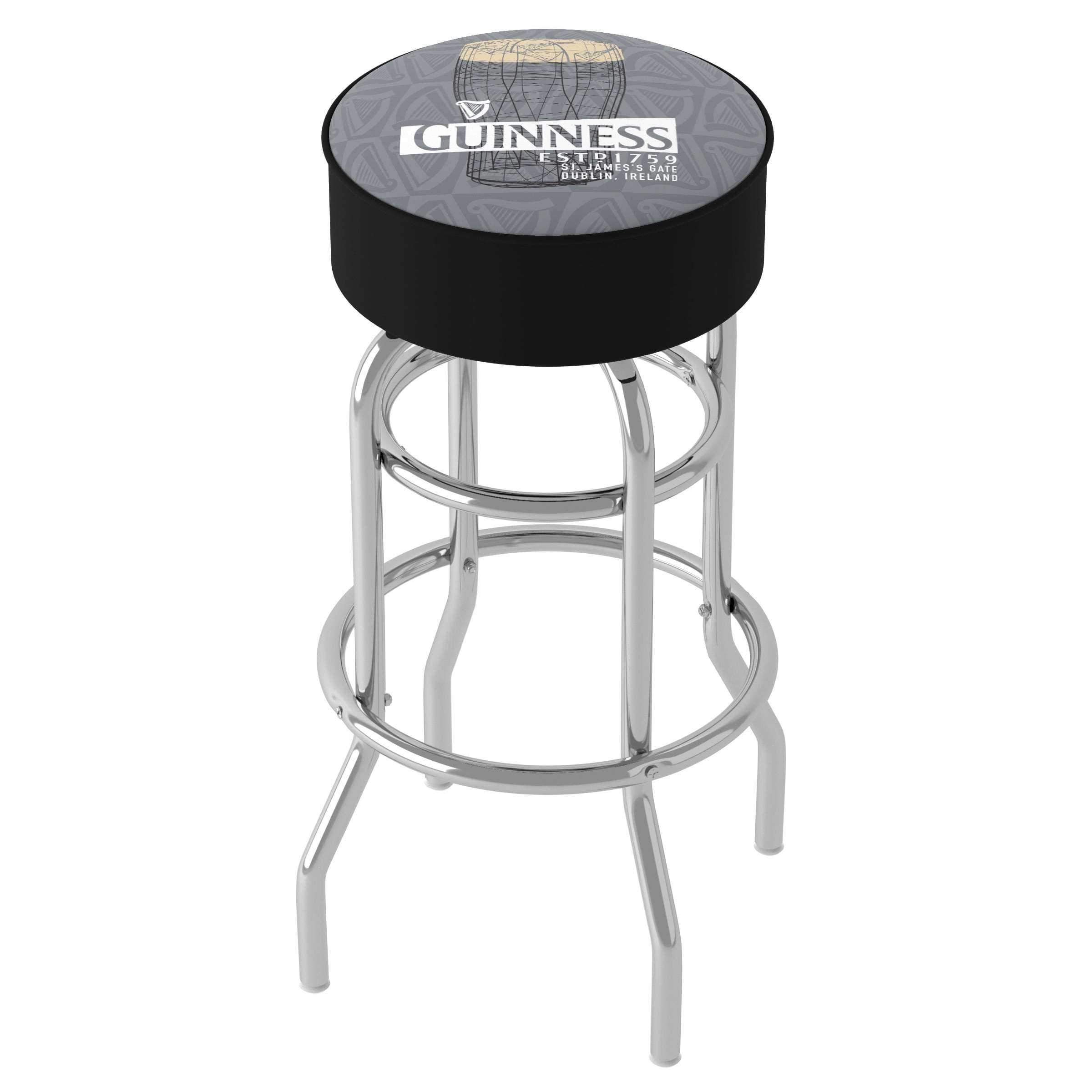 Trademark Gameroom Guinness Line Art Pint Bar Stool with Padded Seat