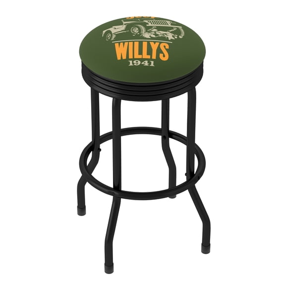 Trademark Gameroom Jeep Willys Green Black Ribbed Barstool