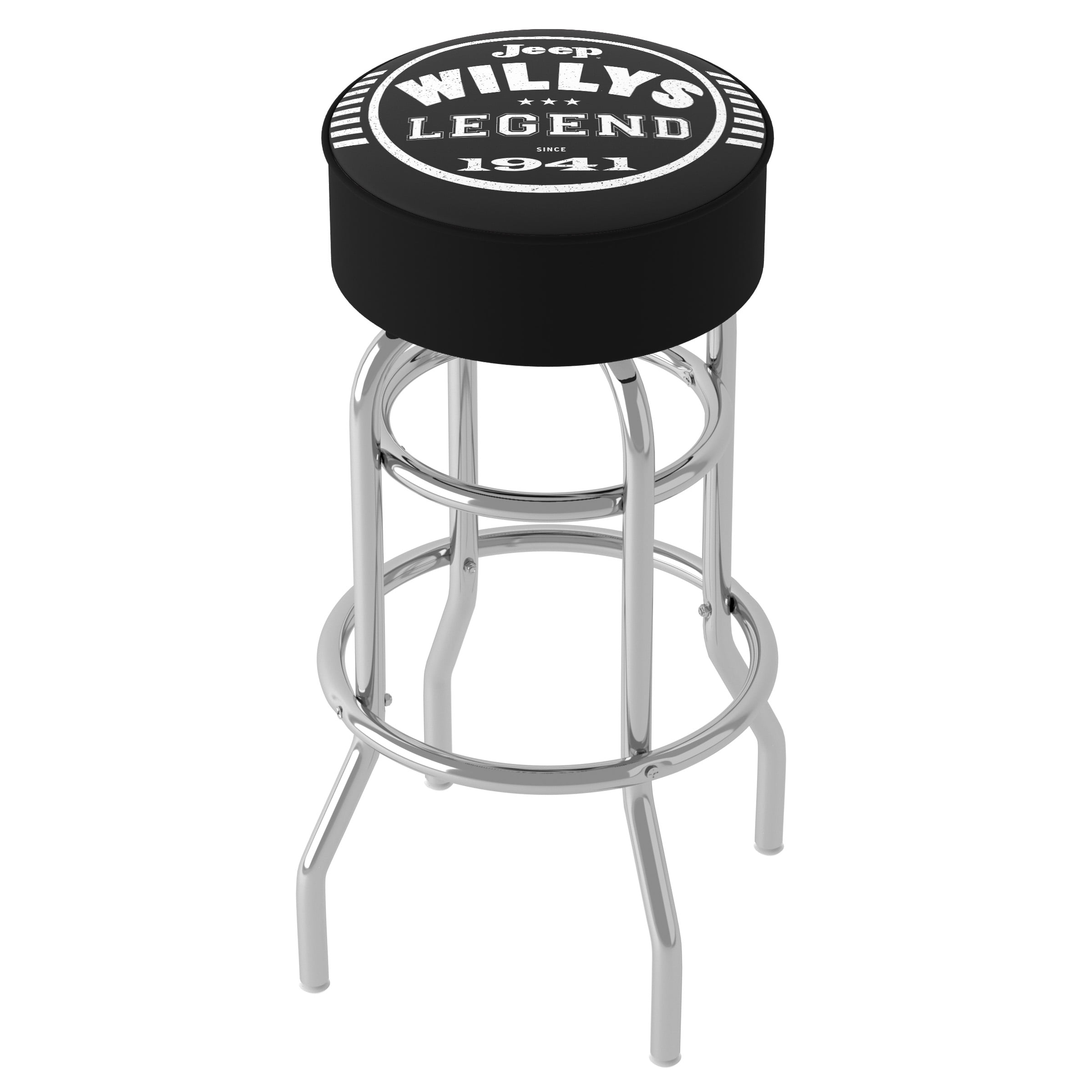 Trademark Gameroom Jeep Willys Legend Black Bar Stool with Padded Seat
