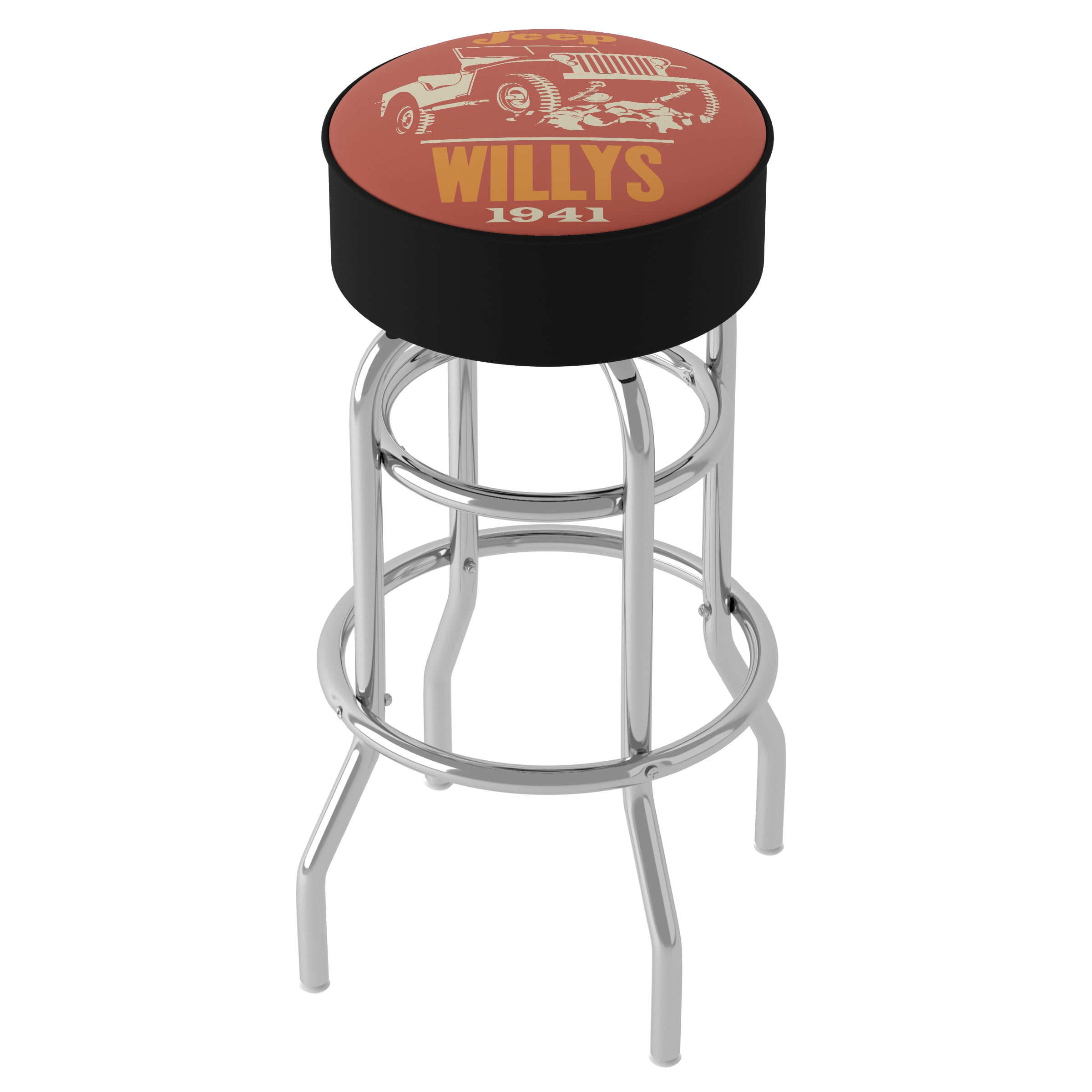 Trademark Gameroom Jeep Willys Red Bar Stool with Padded Seat