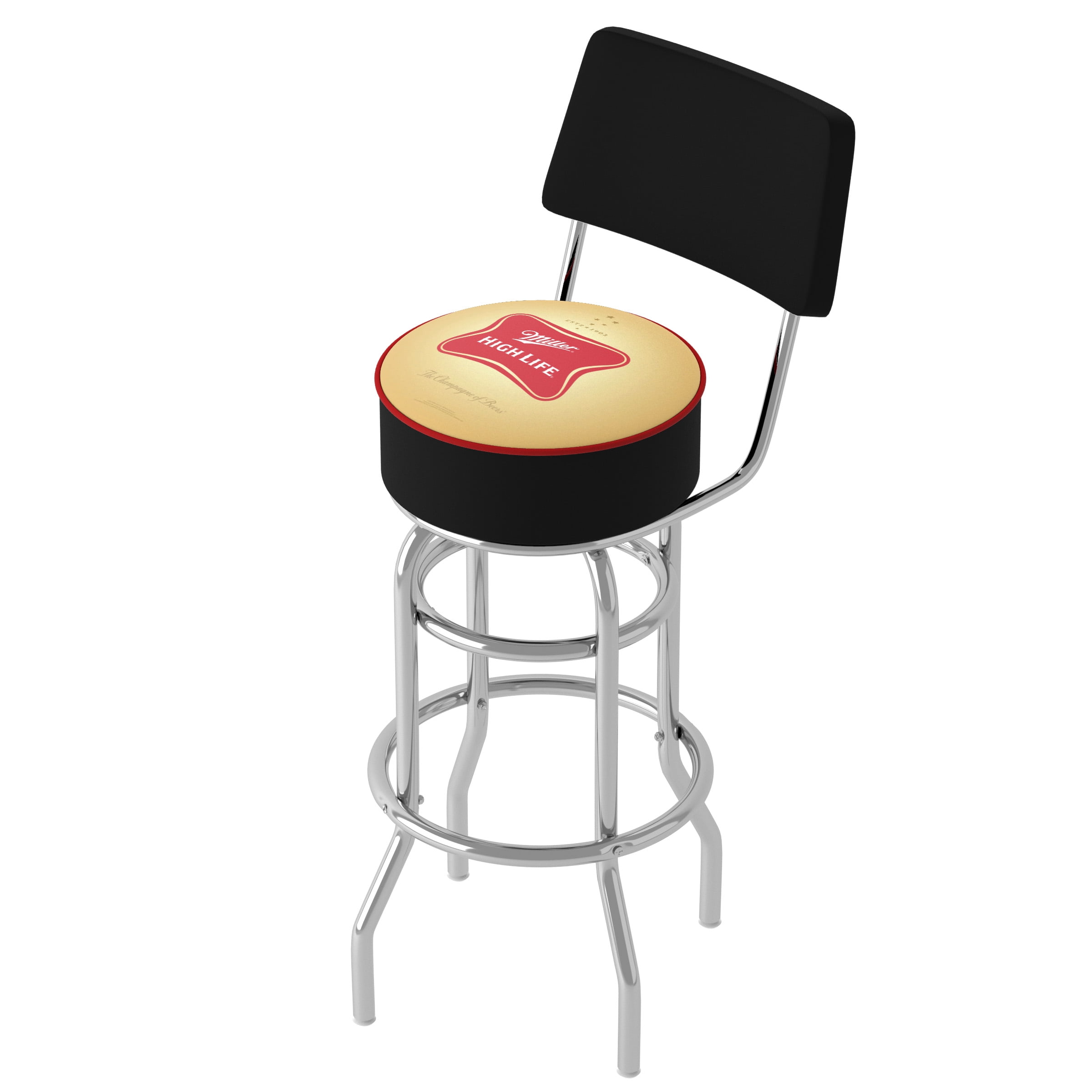 Trademark Gameroom Miller High Life Logo Bar Stool with Back Rest