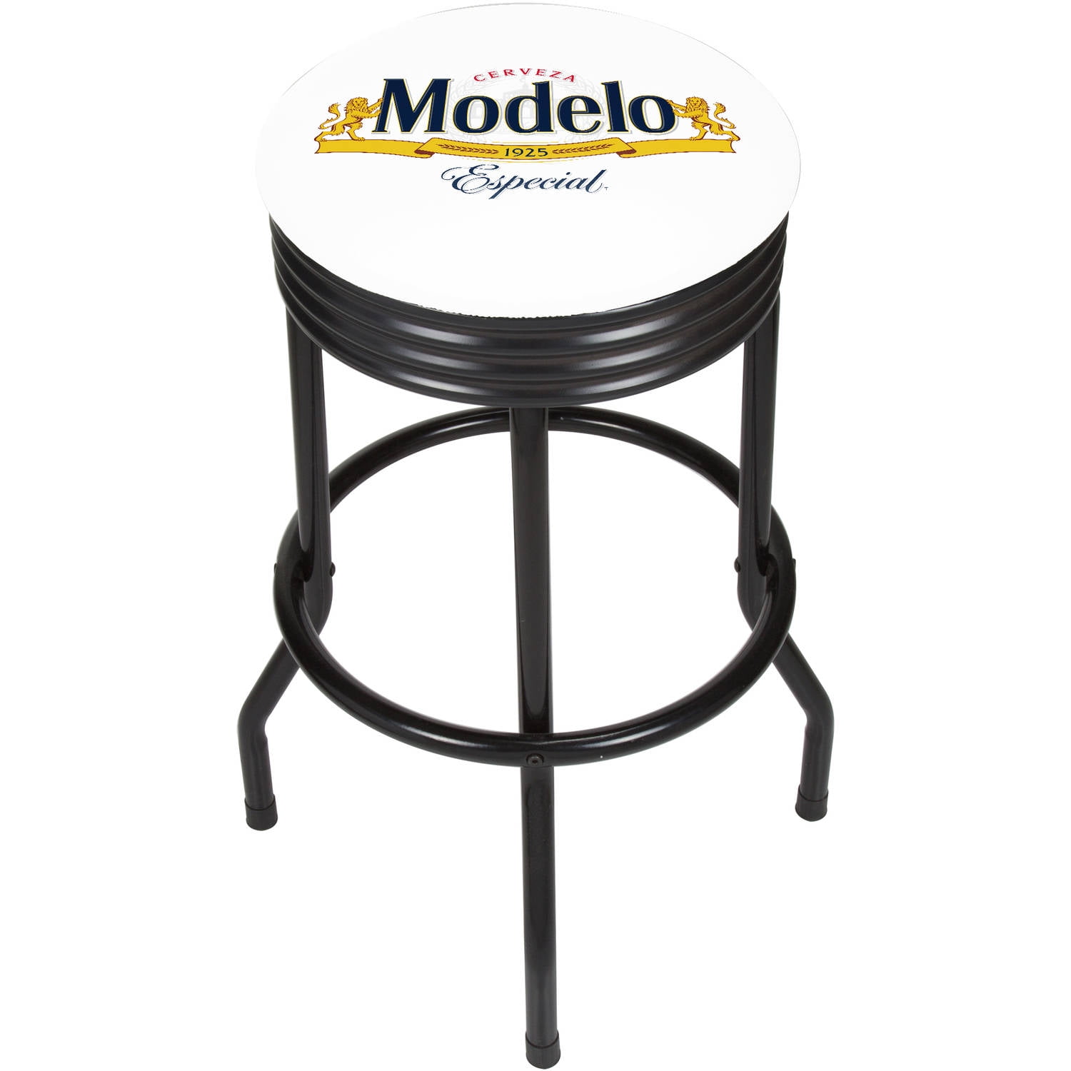 Black Metal Swivel Backless Bar Stool with Round Seat