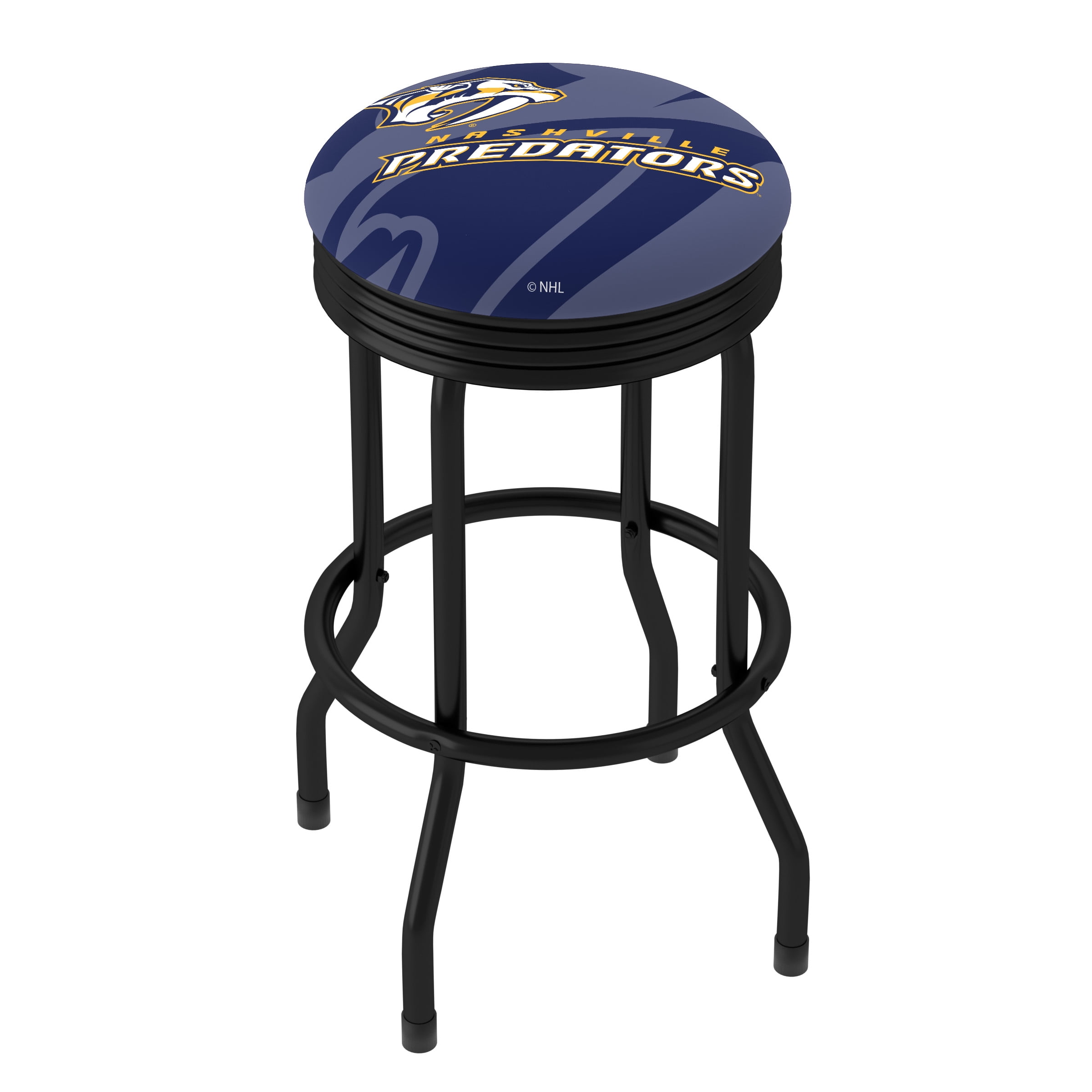 Trademark Gameroom Nashville Predators Logo Black Ribbed Barstool