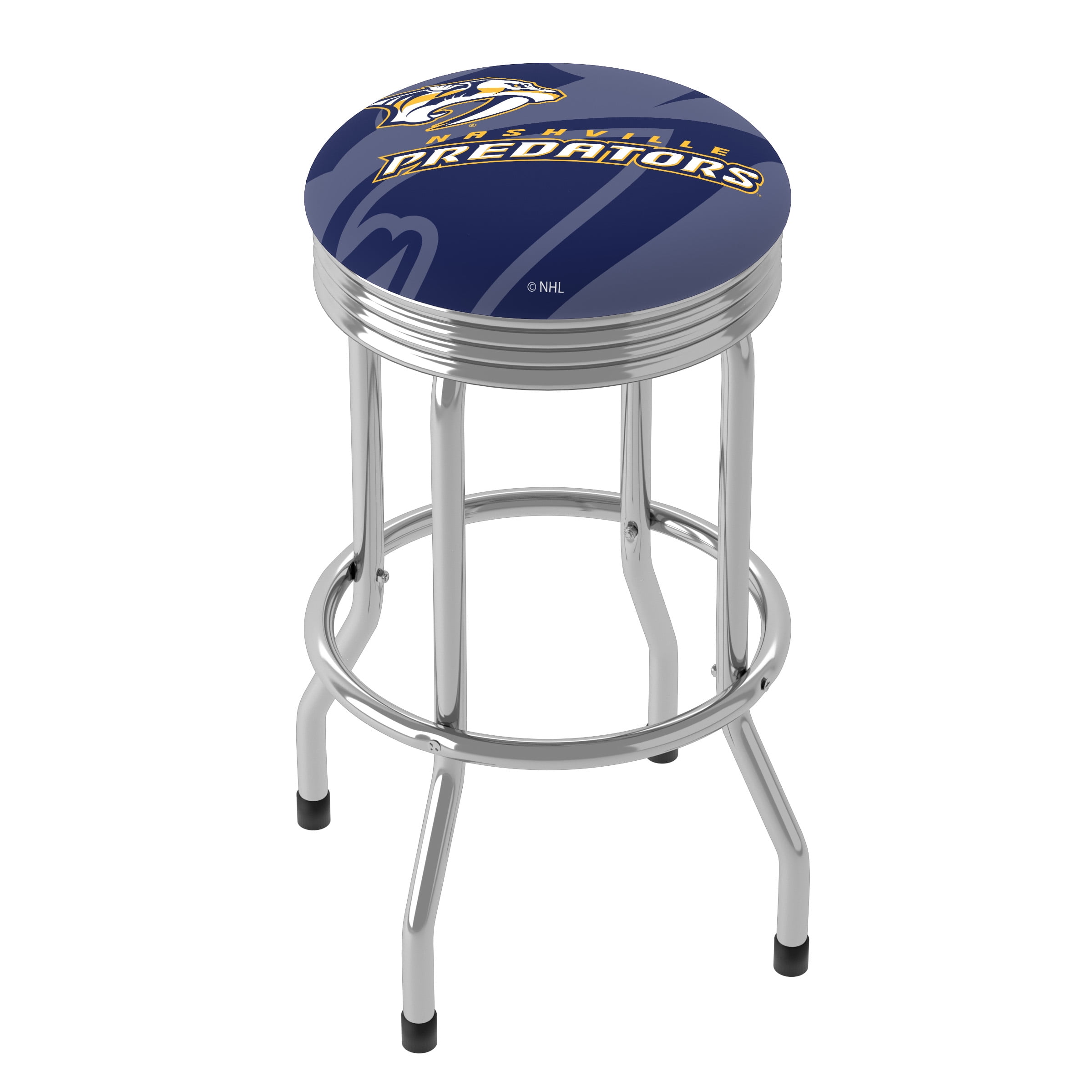 Trademark Gameroom Nashville Predators Logo Chrome Ribbed Barstool