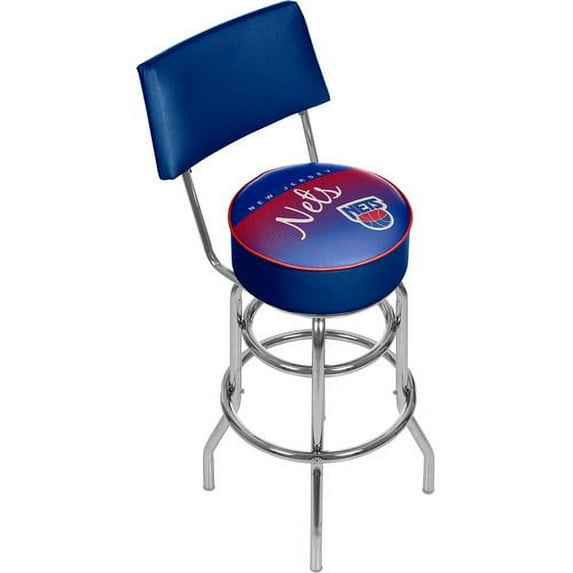 Trademark Gameroom New Jersey Nets Hardwood Classics Bar Stool with Back Rest