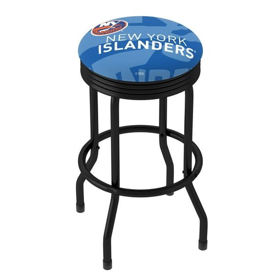 Trademark Gameroom New York Islanders Logo Black Ribbed Barstool