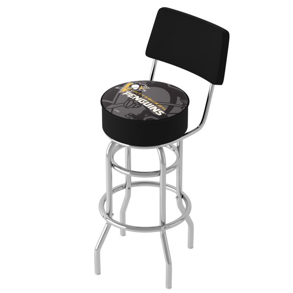 Trademark Gameroom Pittsburgh Penguins Watermark Bar Stool with Back Rest