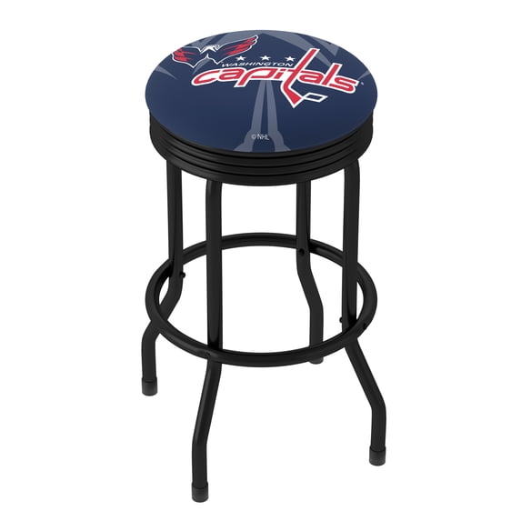 Trademark Gameroom Washington Capitals Logo Black Ribbed Barstool