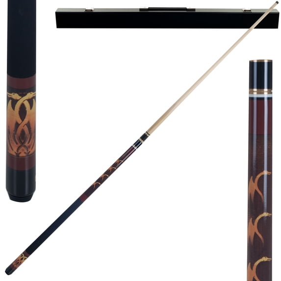 Trademark Games 2-Piece Hardwood Pool Cue with Dragon Design and Hard Case