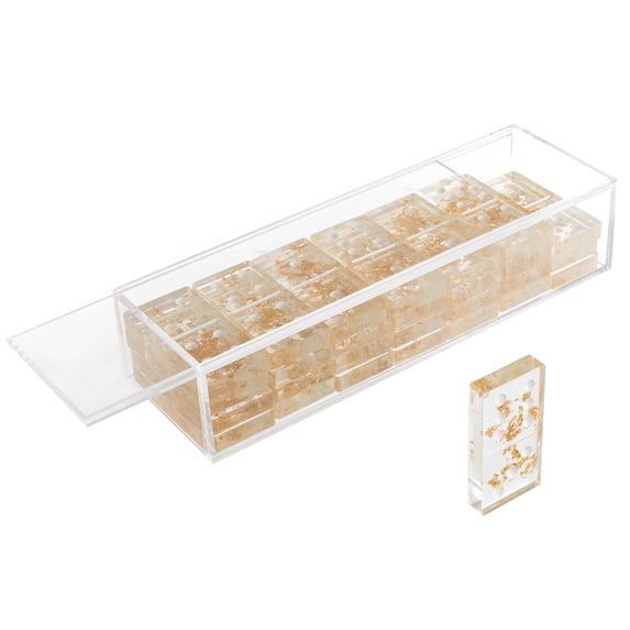 Trademark Games Acrylic Dominos Set - 28-Piece Domino Game with Case, Gold