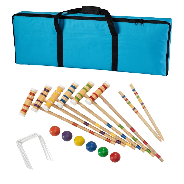 Jeu de croquet en bois enfant Animaux (2 maillets, 2 boules, 5 arceaux