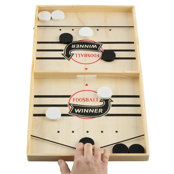 Trademark Games Fast Sling Puck Game - Slingshot Board Game for Family Game Night and Parties - Wooden Hockey Game (Large)