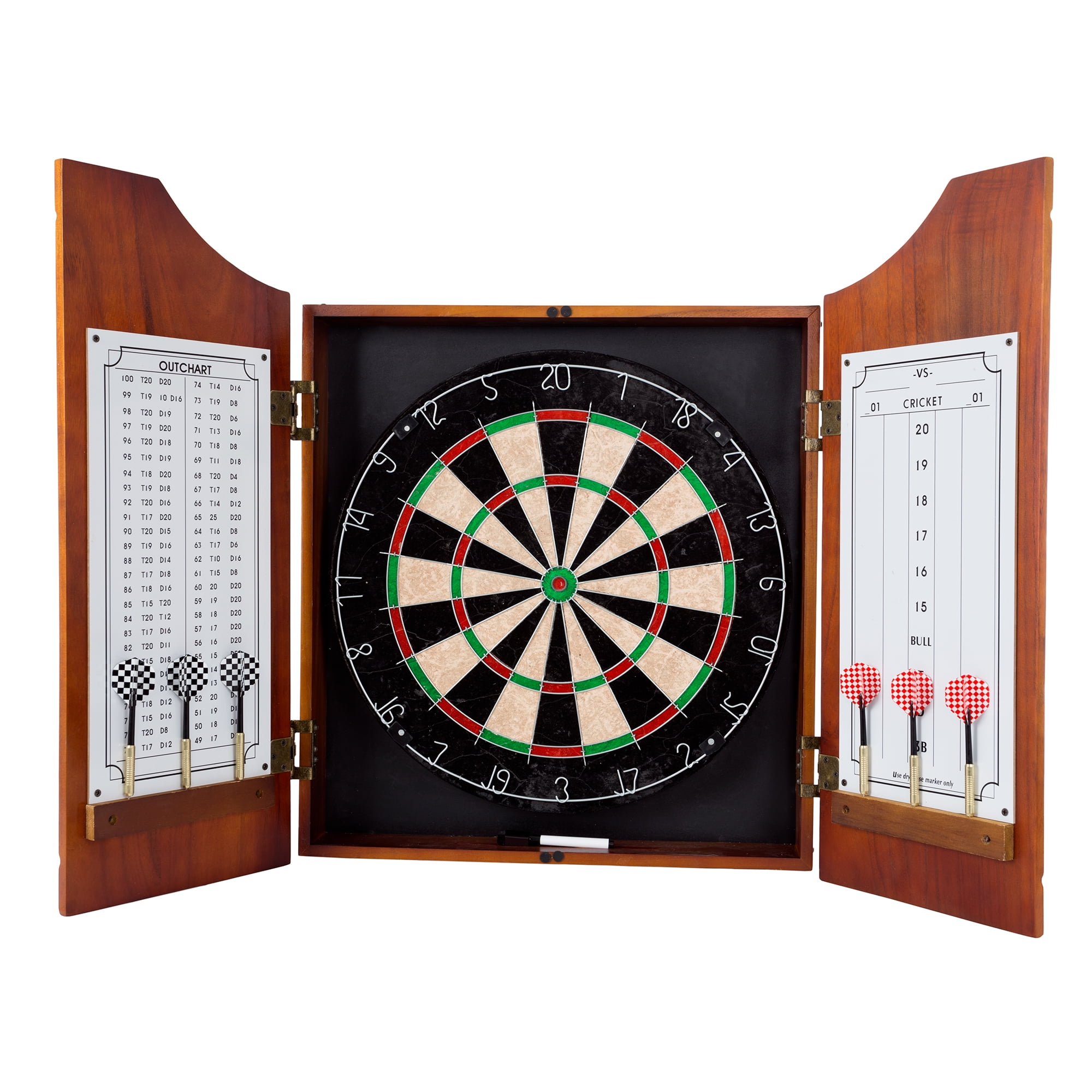 Dart Board Cabinet Set - Steel-Tip Dart Board Adult Game Bar Set for Room  Decor, Man Caves, and Backyard Games - by Trademark Games