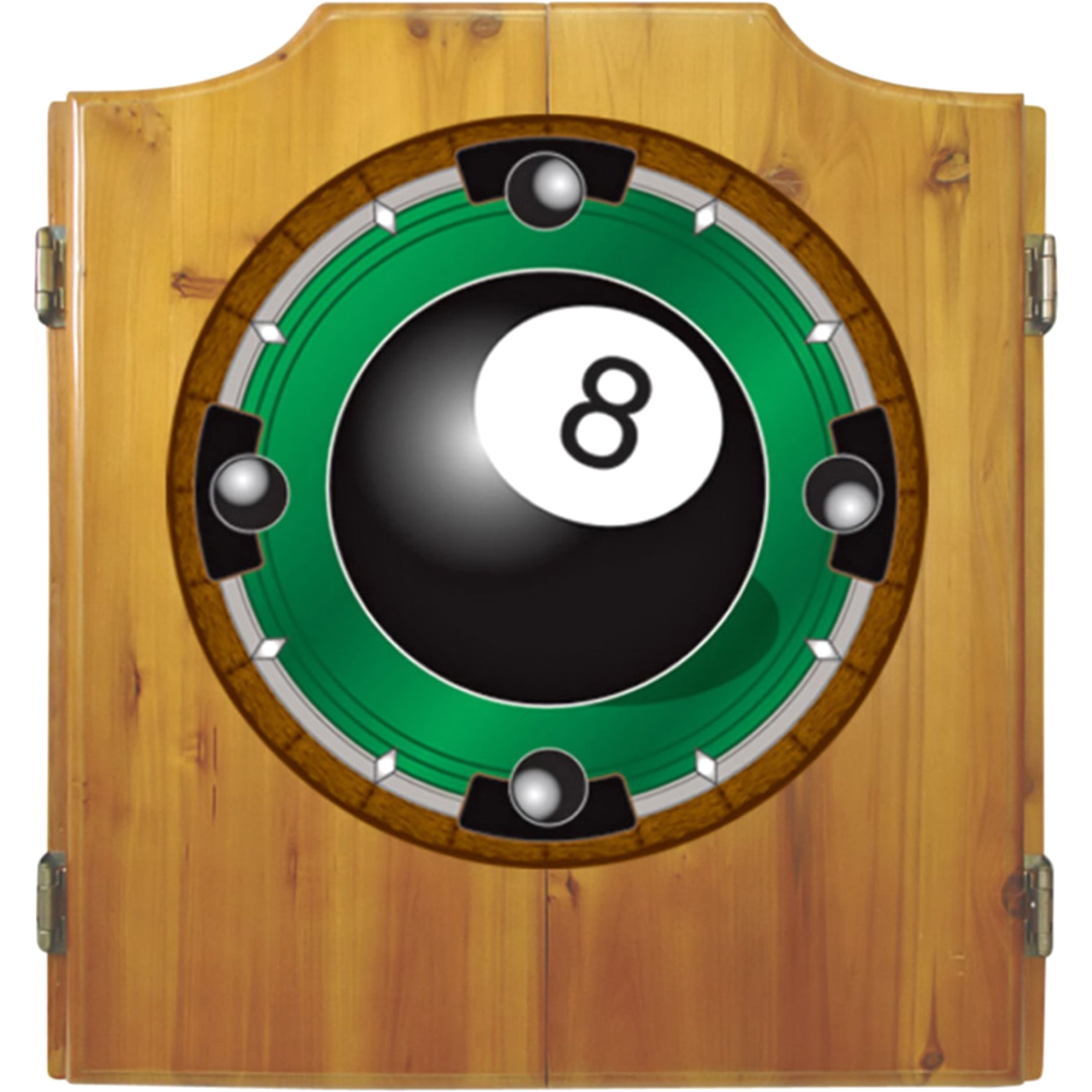 Solid Wood 8-Ball Dartboard Cabinet with Darts Included