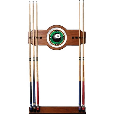 Trademark Global 8-Ball Rack'em 2 piece Wood and Mirror Wall Cue Rack