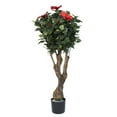 thumbnail image 1 of Trademark Global Artificial Hibiscus Plant, 48-inch Fake Tree with UV-Resistant Leaves and Pink Flowers, 1 of 4
