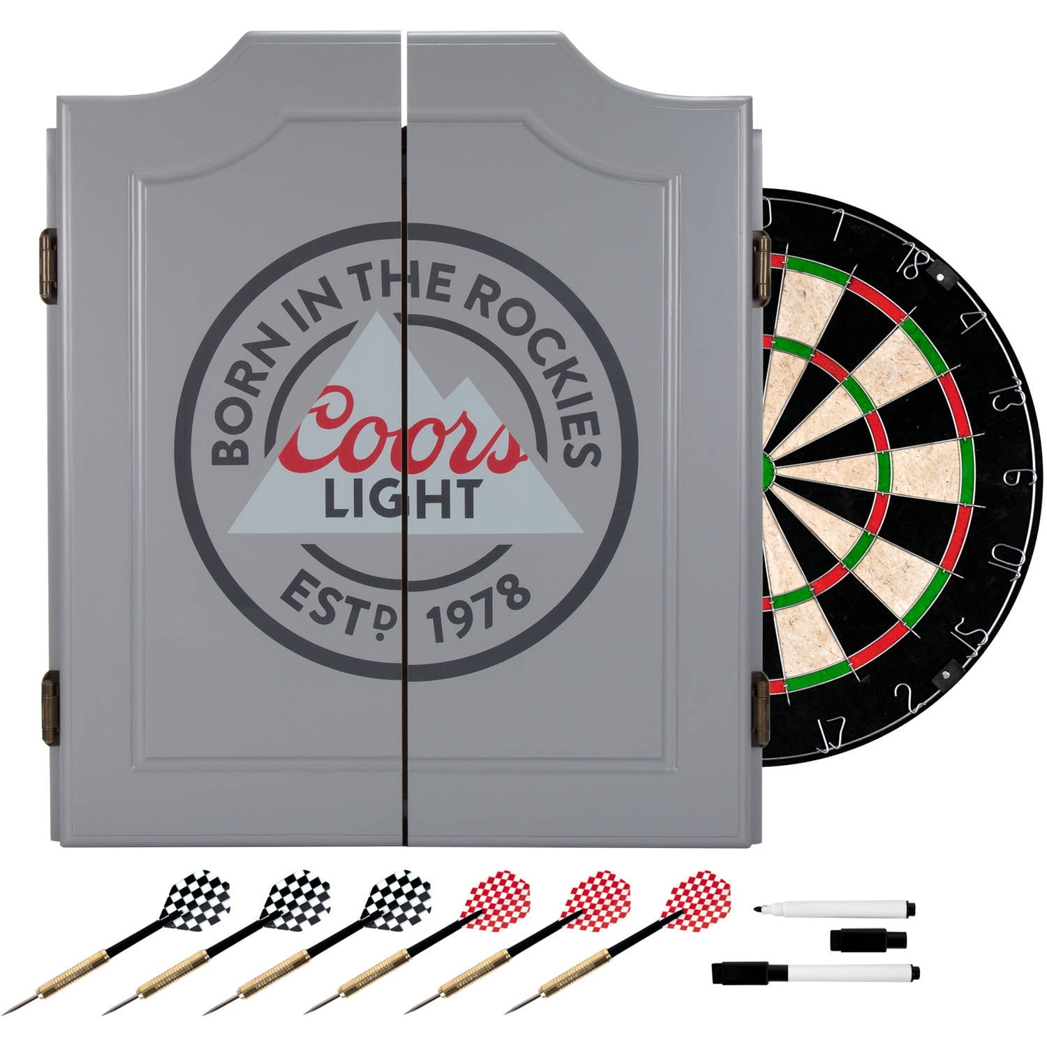 Trademark Global Coors Light Dartboard Cabinet with Scoreboard Multicolor