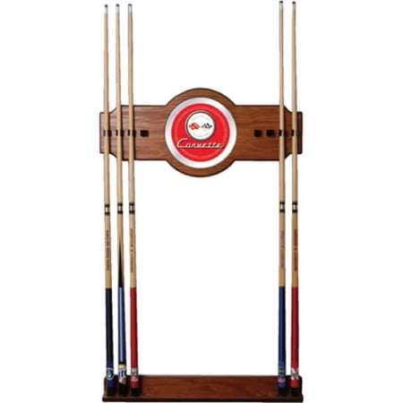 Trademark Global Corvette C1 2 piece Wood and Mirror Wall Cue Rack, Red