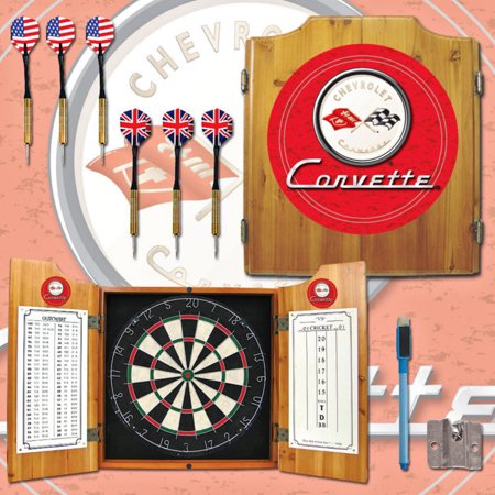 Trademark Global Corvette C1 Dart Cabinet Includes Darts and Board, Red