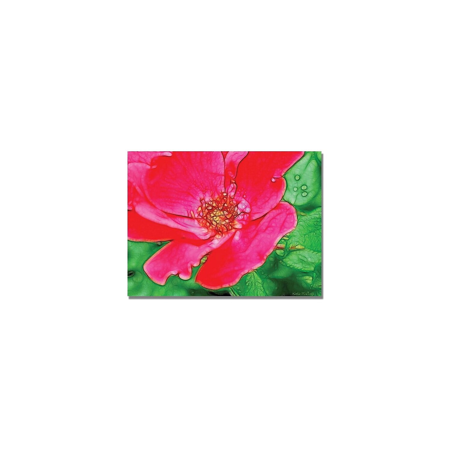 Kathie McCurdy Red Rose Canvas Art with Wooden Frame