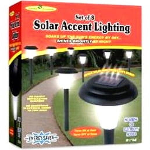 Set of 8 Black and White Solar LED Pathway Lights