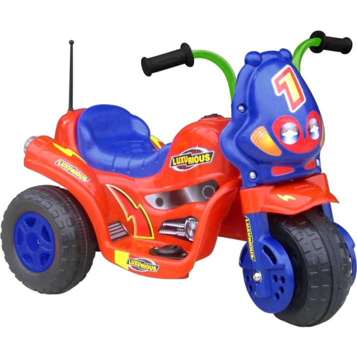 Trademark Global Lux 3 Wheel Bike Battery Operated Riding Toy, Red/Blue